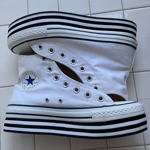 White converse high top platform chuck taylors